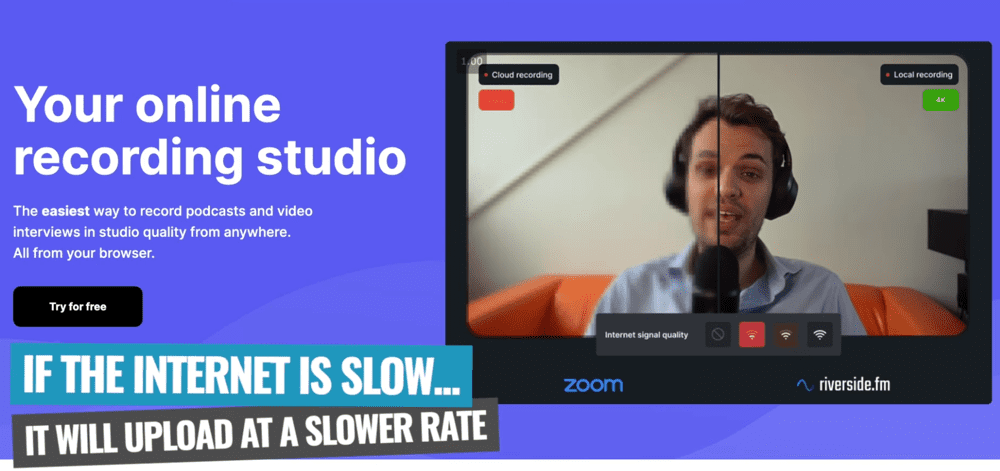 Your recording will simply upload at a slower rate when there’s a bad internet connection