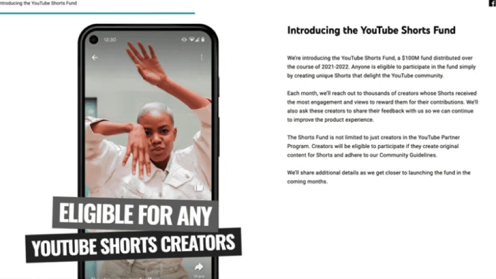 The YouTube Shorts Fund is available to ALL YouTube Shorts creators
