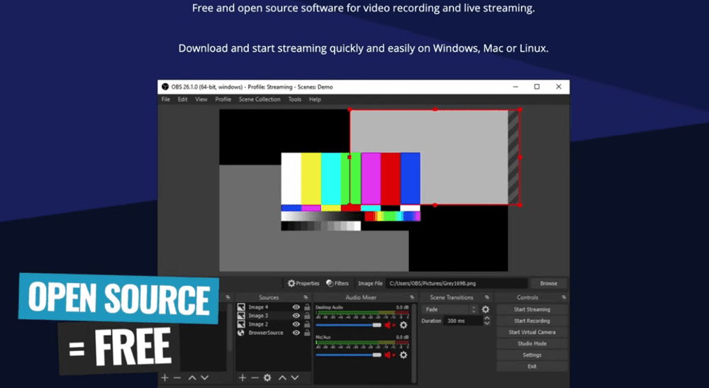 It’s open source so if you’re looking for free live streaming software - this is a good option