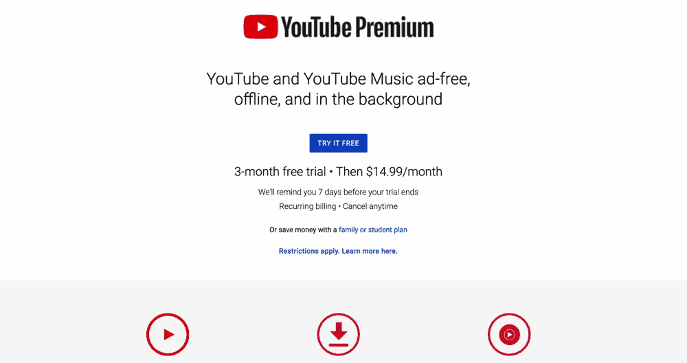 YouTube Premium details