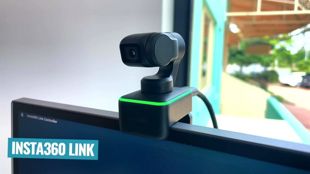 Insta360 webcam attached to Justin's monitor