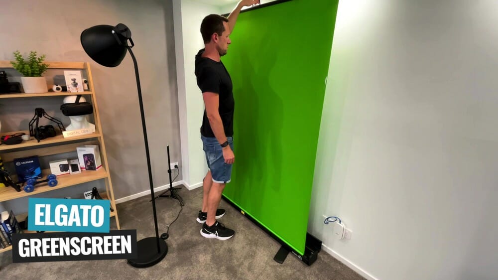 Justin standing next to the Elgato Greenscreen