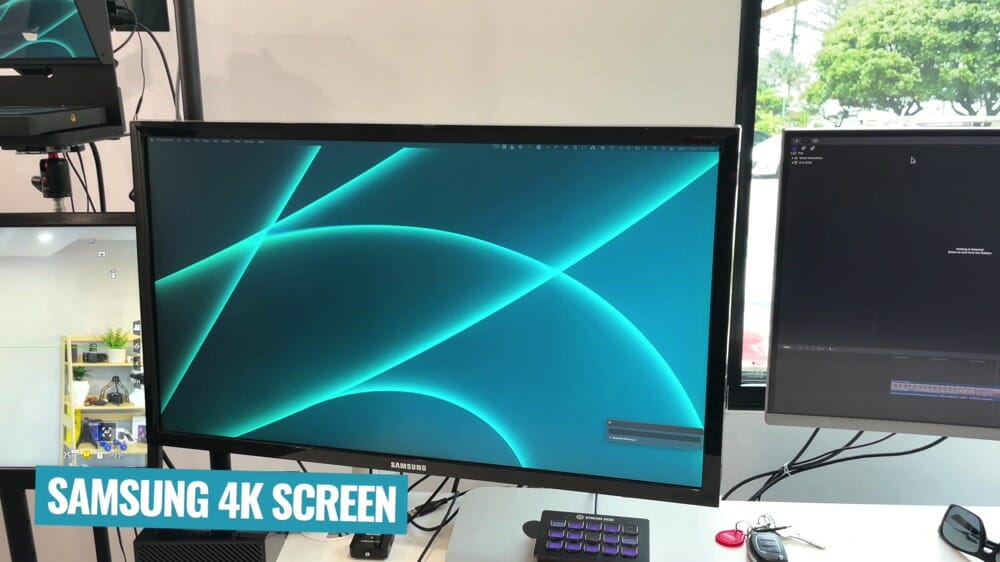 Samsung 4K screen on Justin's desk