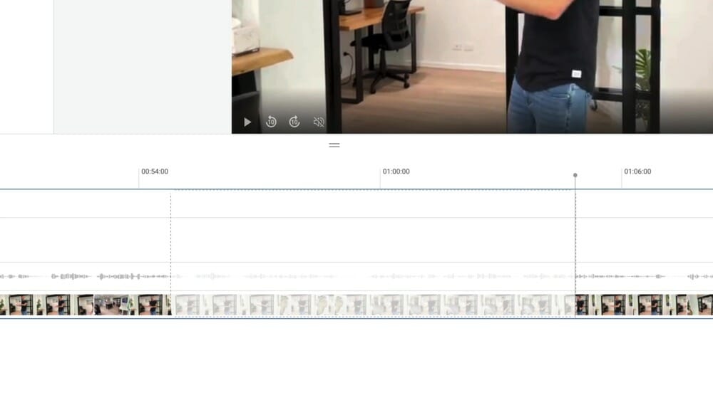 A removed section of video after using the cut tool 