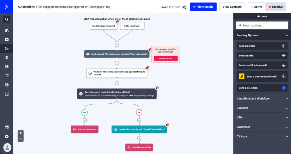 Advanced email automation workflow inside ActiveCampaign