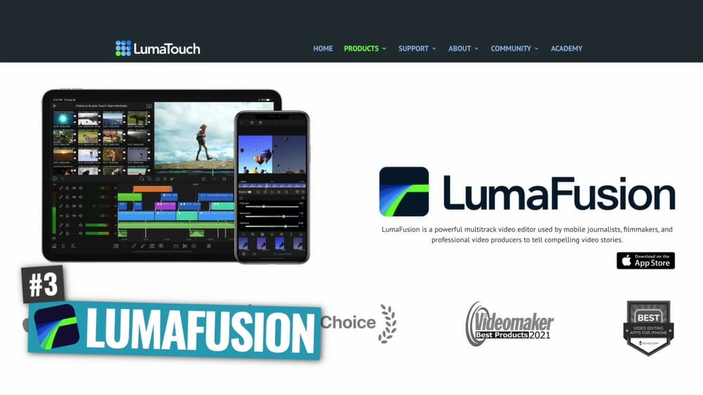 The LumaFusion website