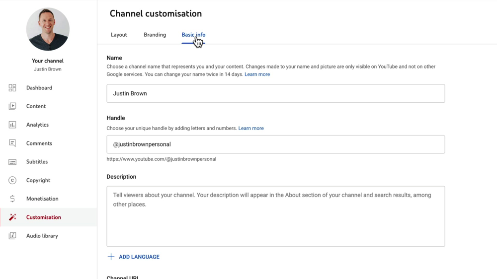 Channel customization in YouTube