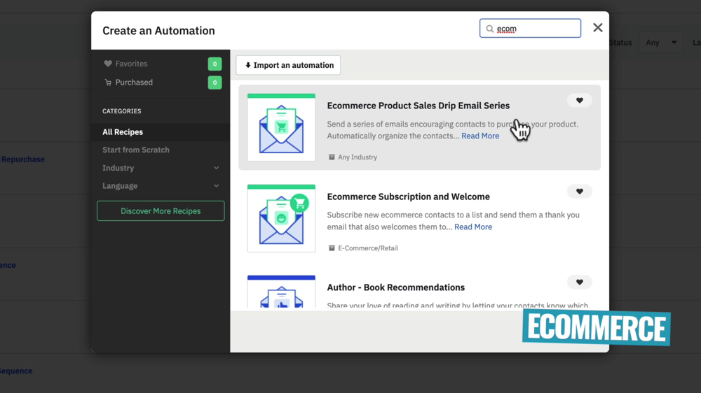 ActiveCampaign ecommerce automation templates