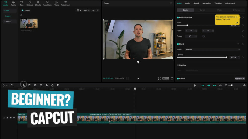 CapCut video editing software interface