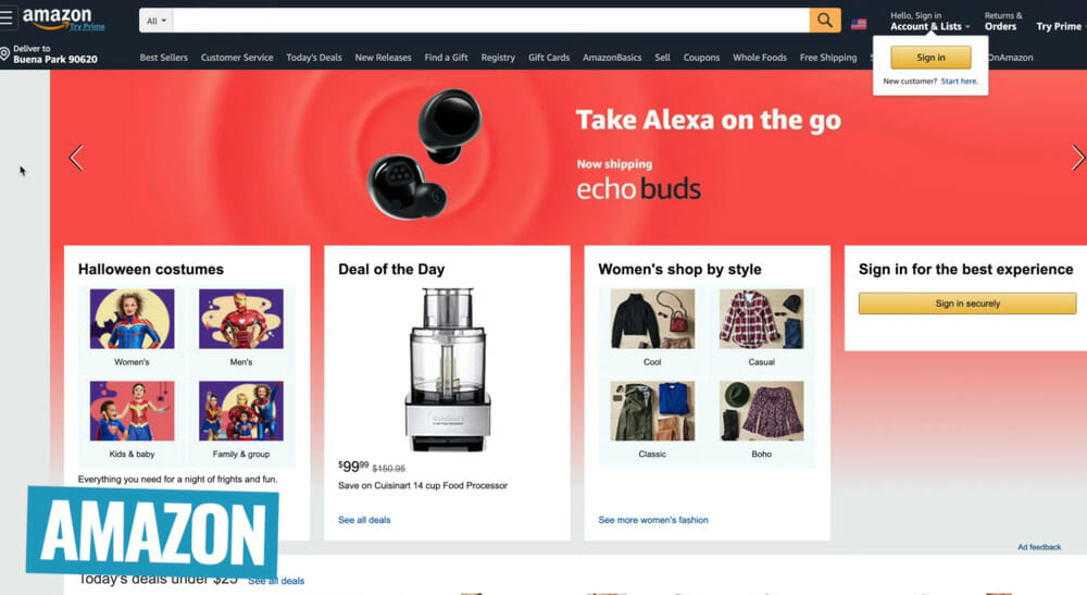 Amazon homepage 