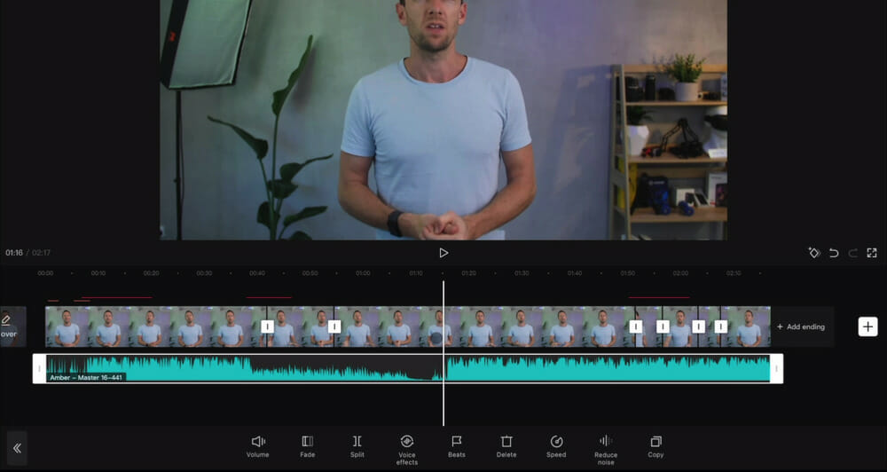 An audio track on the video editing timeline in CapCut