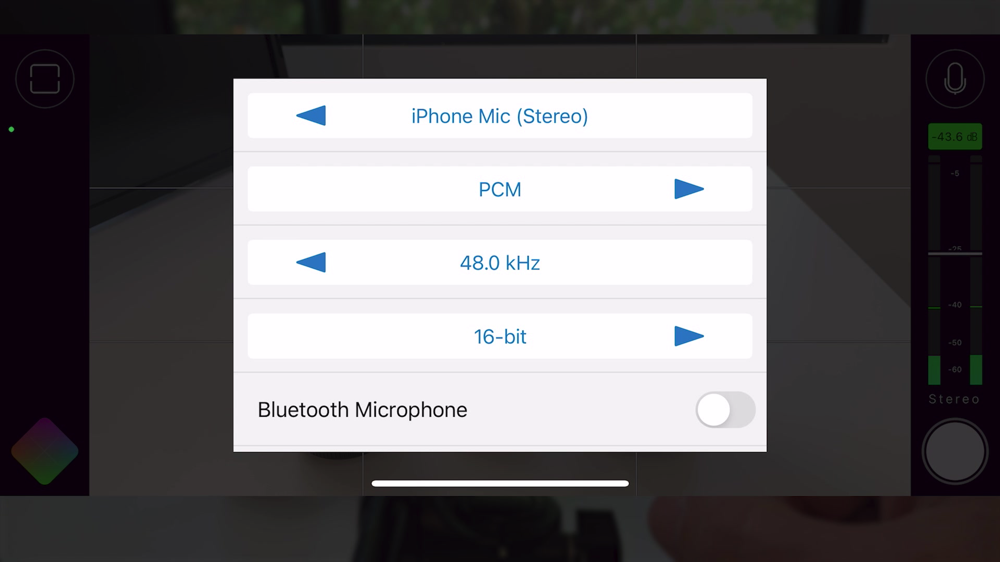 Audio settings in FiLMiC Pro