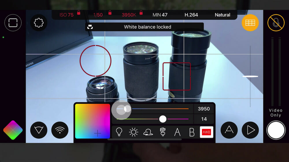 Color adjustment settings in FiLMiC Pro