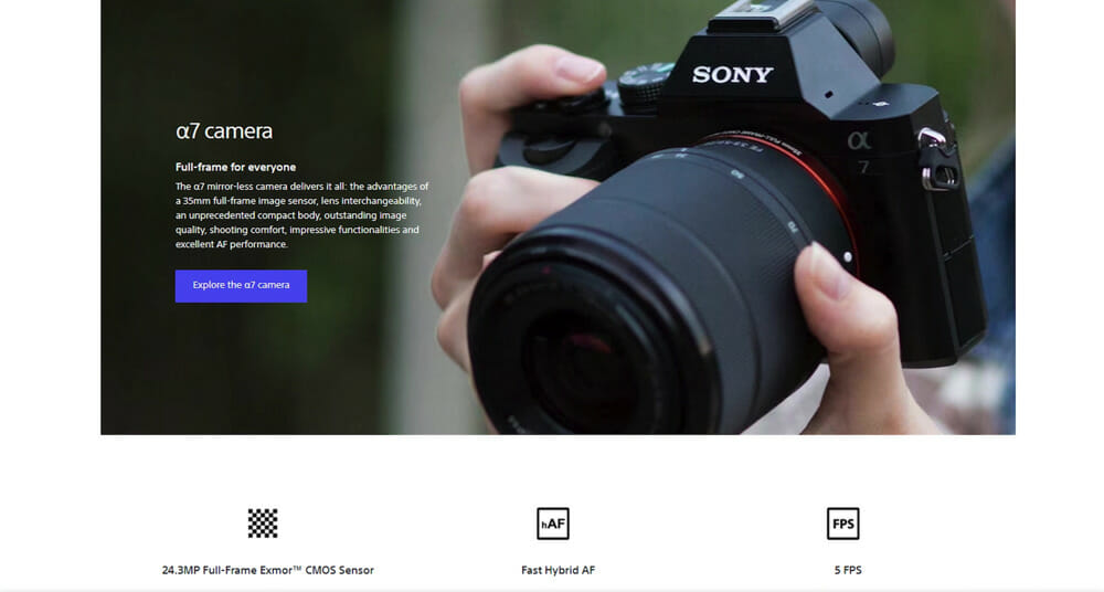 Sony A7 series website