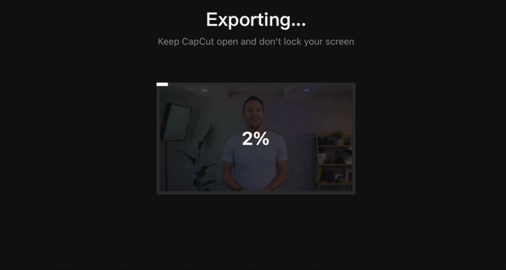 The exporting window in CapCut