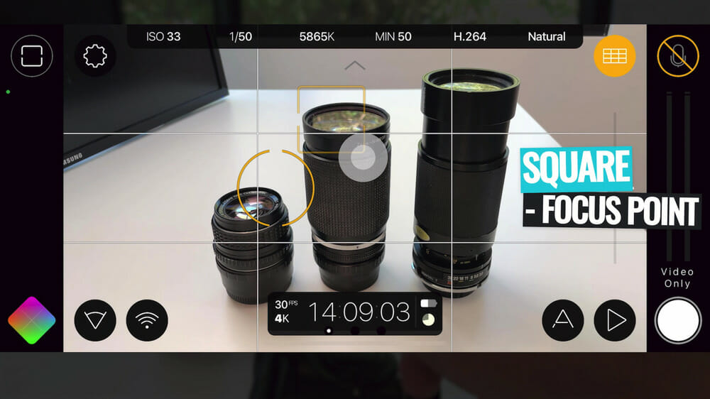 The focus point in FiLMiC Pro