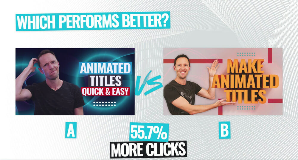 Two YouTube thumbnail designs that were a/b tested using TubeBuddy