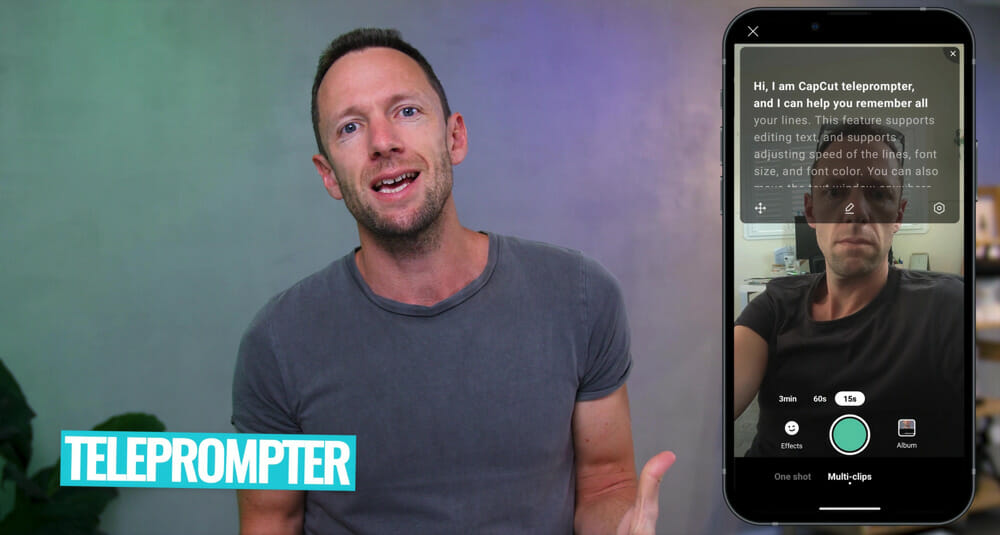Built-in teleprompter in CapCut app on iPhone