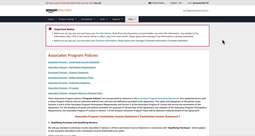 A list of Amazon Associates Program Policies