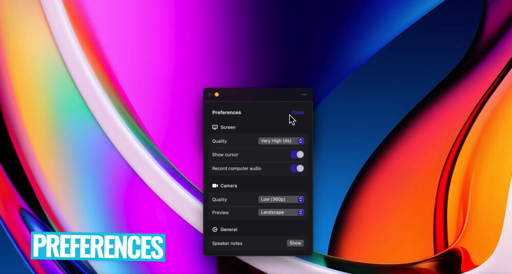 Tella's Preferences window