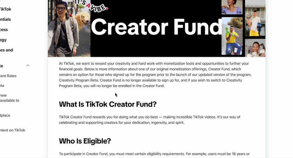 TikTok Creator Fund description 
