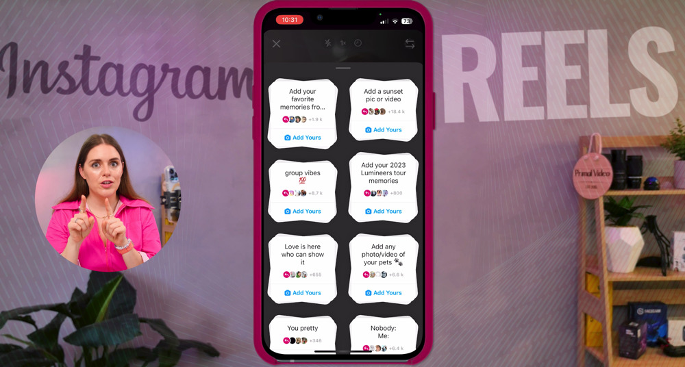 "Add yours" prompts for Instagram Reels