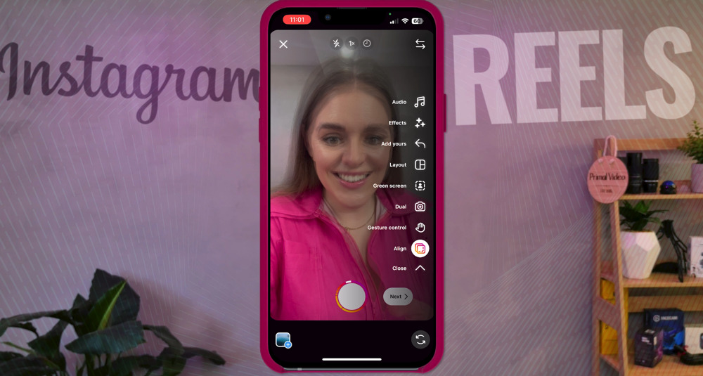 Align tool in Instagram Reels that lets you line yourself up from one shot and the next